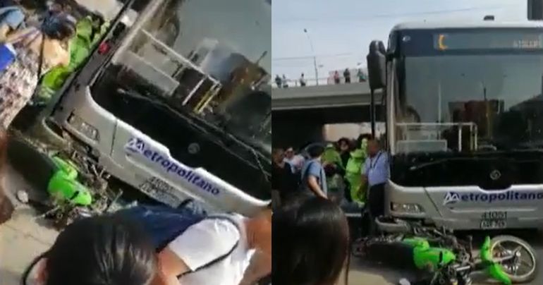 Cercado de Lima: bus del Metropolitano chocó contra motocicleta en la Vía Expresa