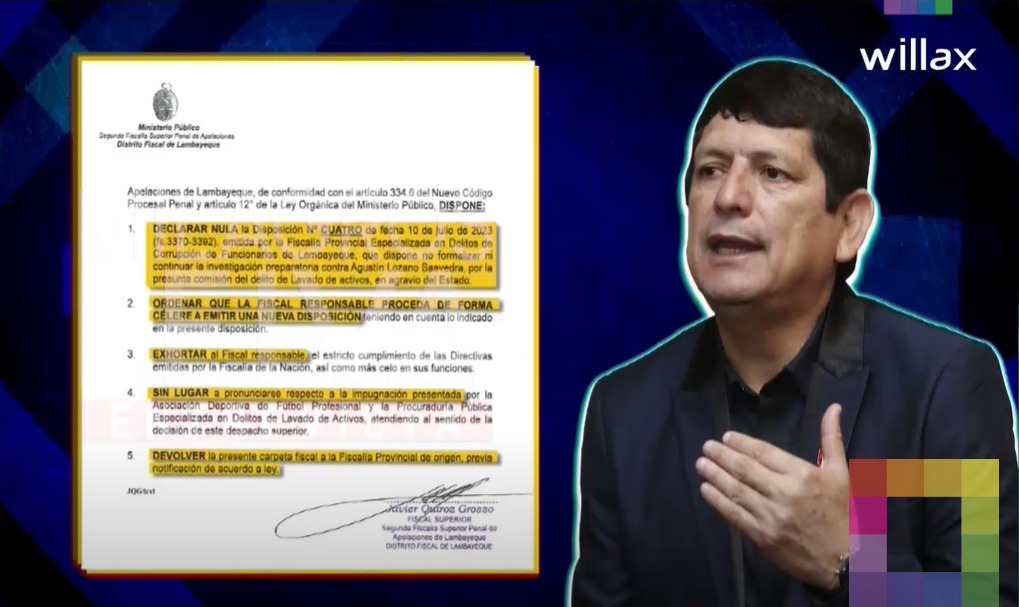 Portada: Agustín Lozano: Fiscalía declaró nula la resolución que lo absolvía del caso por lavado de activos