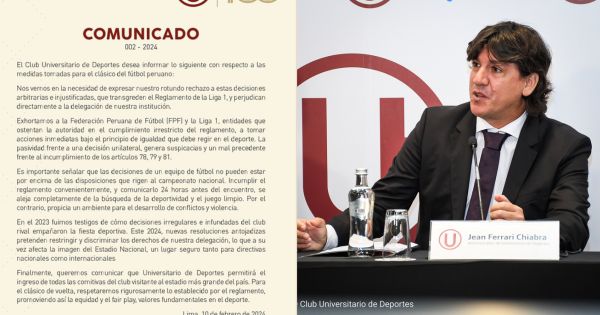 Portada: La 'U' le responde a Alianza: "Nosotros sí dejaremos entrar a la comitiva del club visitante en el clásico de vuelta"