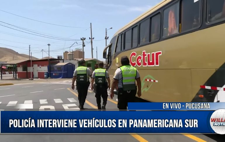 PNP interviene vehículos en la Panamericana Sur ante posible llegada de manifestantes