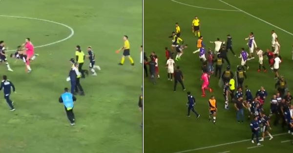 ¡Con Puñetes y patadas! Así fue el violento final del duelo entre Universitario y Gimnasia (VIDEO)