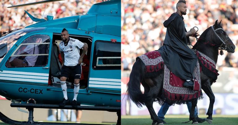 Portada: Arturo Vidal fue recibido como todo un rey: futbolista llegó al estadio de Colo Colo en helicóptero