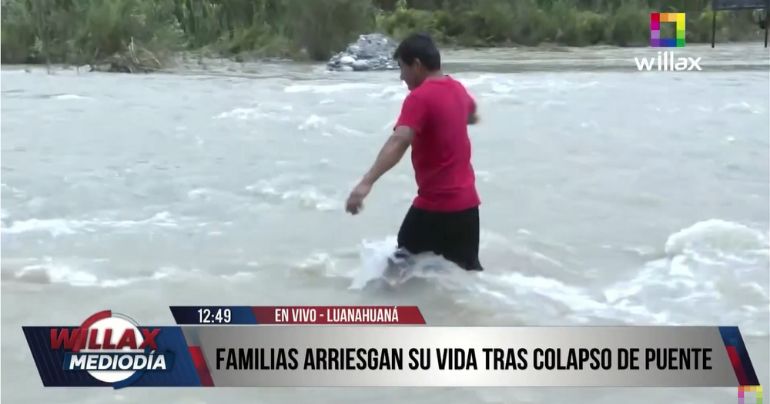 Portada: Lunahuaná: familias arriesgan sus vidas tras colapso del puente Concón