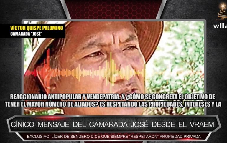 Camarada José, líder de Sendero Luminoso, dice que siempre "respetaron" propiedad privada