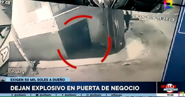 Portada: Sujetos dejan explosivo en puerta de negocio en San Juan de Lurigancho: exigen 50 mil soles al dueño