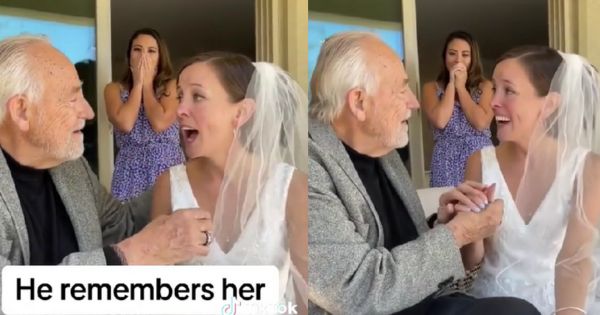 Padre con alzhéimer reconoce a su hija en su matrimonio: "Estás brillante, ¿es tu boda?"