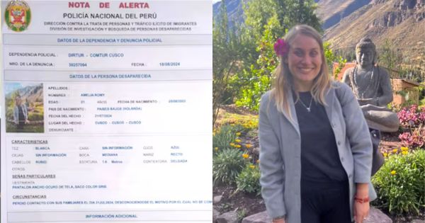 Cusco: Turista neerlandesa lleva 3 semanas desaparecida