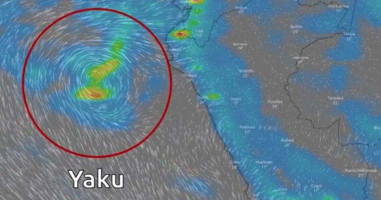 Senamhi informó que ciclón Yaku está con tendencia de dirigirse hacia el Océano Pacífico