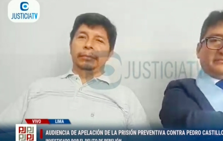 Golpista Pedro Castillo reaparece en audiencia de apelación de prisión preventiva