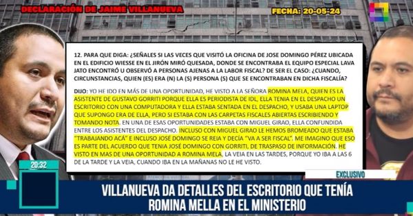 Nueva declaración de Jaime Villanueva: 'Filósofo' da detalles del escritorio que tenía Romina Mella en el MP