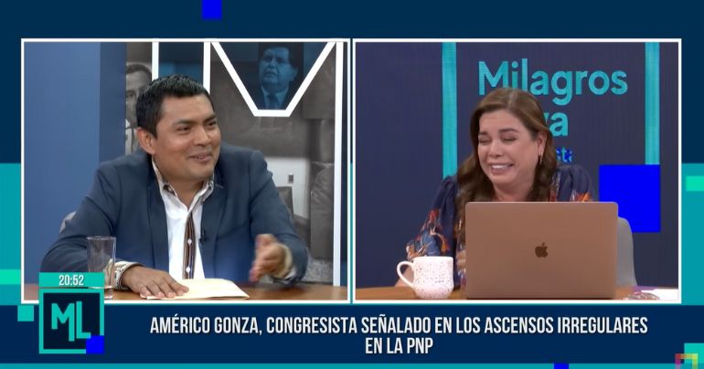 Milagros Leiva sufre ataque de risa en vivo durante entrevista con Américo Gonza