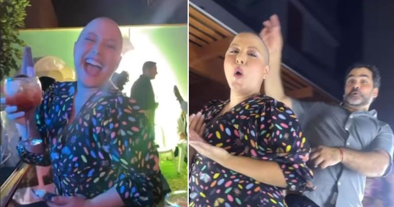 ¡TREMENDA FIESTA! Natalia Salas celebró el fin de sus quimioterapias