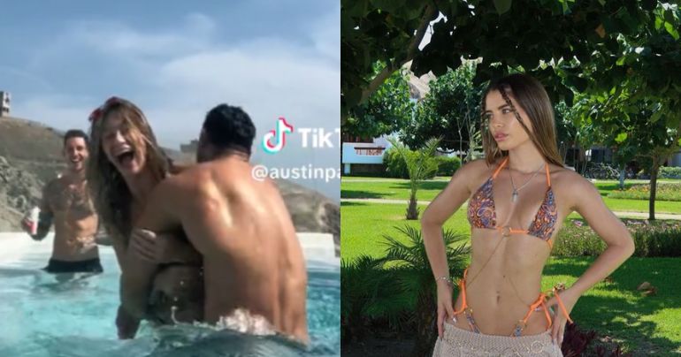 Austin Palao carga a modelo en bikini y usuarios alertan a Flavia Laos: "Mucha confianza"