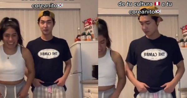 Joven peruana le enseña a bailar huaino a su novio coreano: "Lo da todo"