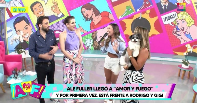 Ale Fuller llega al set de Amor y Fuego con su mascota y esta causa furor