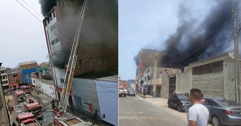 La Victoria: bomberos controlan incendio en edificio con almacenes textiles