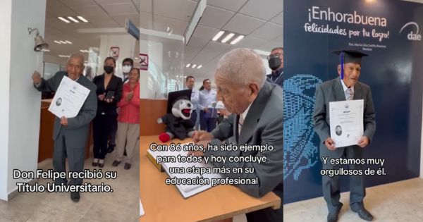 Portada: Adulto mayor de 86 años recibe su título universitario: "Muchas felicidades, ingeniero"