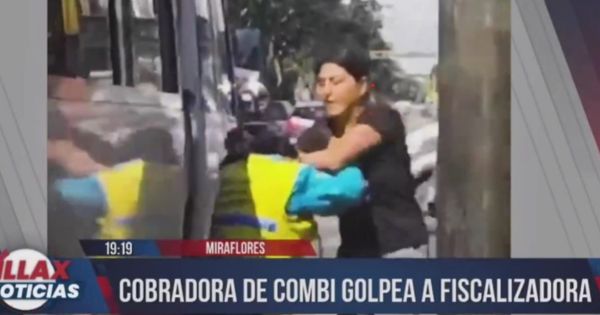 Cobradora de combi agrede salvajemente a fiscalizadora en Miraflores