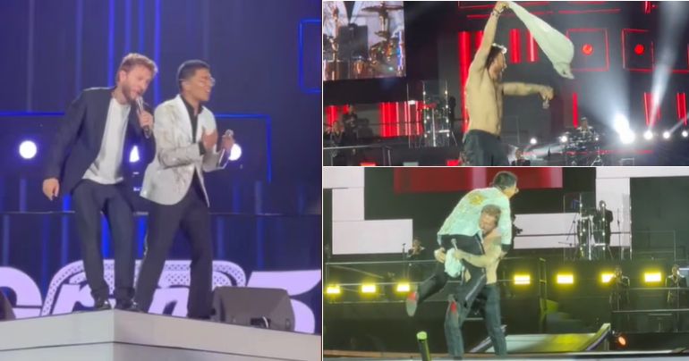 Noel Schajris cantó cumbia, se sacó el polo y cargó a Christian Yaipén en el último concierto de Grupo 5