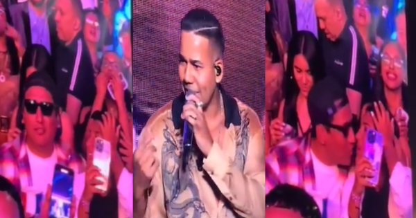 Romeo Santos le pide a Jorge Luna darle beso a su esposa en pleno concierto