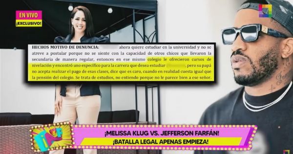 Portada: Jefferson Farfán no quiso pagar curso de nivelación a su hijo, denuncia Melissa Klug