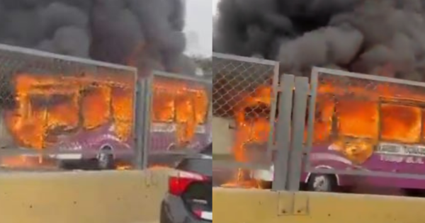 Portada: Callao: bus de transporte público se incendia en la avenida Faucett