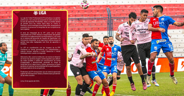 Portada: Liga 1 sobre el Sport Boys vs. Carlos A. Mannucci: "No se reportaron indicios de que el partido haya sido manipulado"