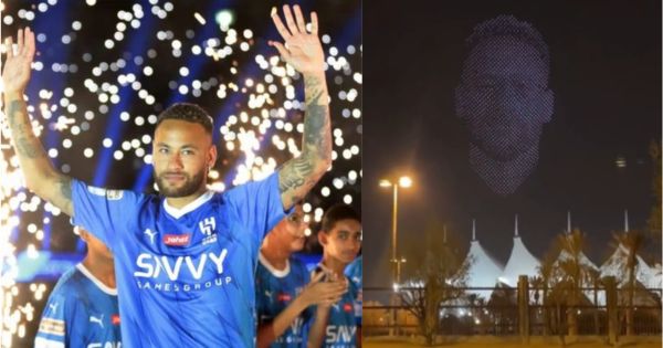 Portada: Con el rostro de Neymar en el cielo: Al Hilal le realizó una bienvenida de lujo al astro brasileño (VIDEO)