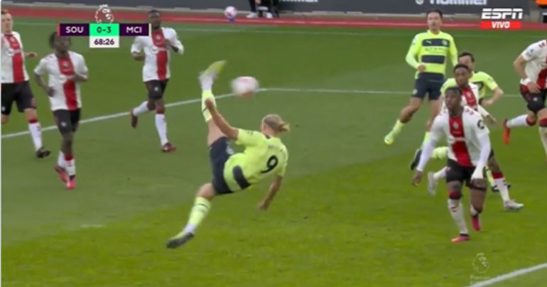 ¡Palmas y más palmas! Erling Haaland anotó un golazo en el duelo del Manchester City con Southampton