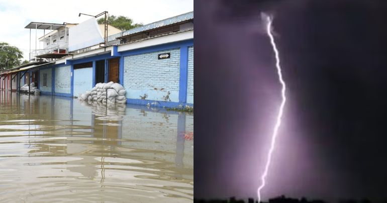 Cinco horas de torrenciales lluvias y mil rayos se registraron en Piura