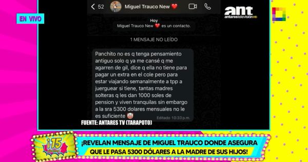 Portada: Miguel Trauco le responde a la madre de sus hijos: "5 300 dólares mensuales no le es suficiente"