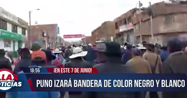 Puno: izarán bandera de color negro y blanco este 7 de junio en rechazo a Dina Boluarte