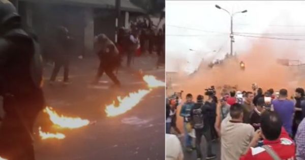 Portada: Tercera 'Toma de Lima': vándalos atacan a los policías con palos y bombardas para llegar al Congreso