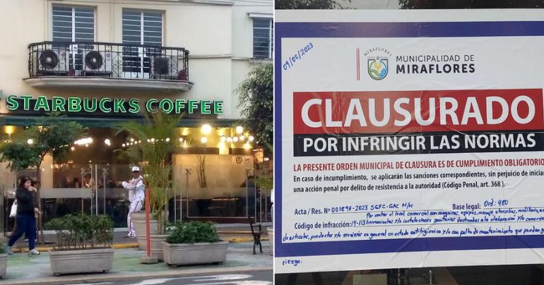 Municipalidad de Miraflores clausuró local de Starbucks por falta de higiene y fallas en infraestructura