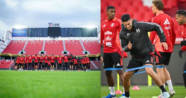 Portada: Perú vs. Ecuador: la 'Bicolor' entrenó en el estadio Rodrigo Paz Delgado en la ciudad de Quito