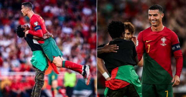 Portada: Juntos hicieron el "Siuu": fan de Cristiano ingresó al campo de juego durante el duelo entre Portugal y Bosnia