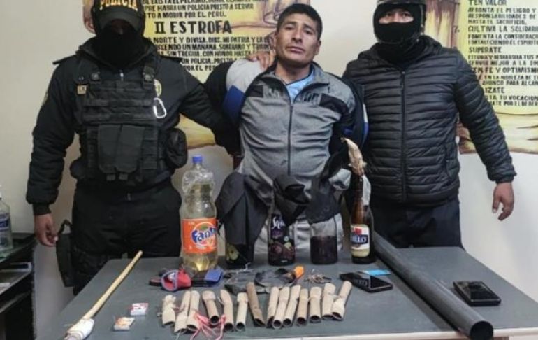 Puno: Policía intervino a tres delincuentes que portaban bombas Molotov