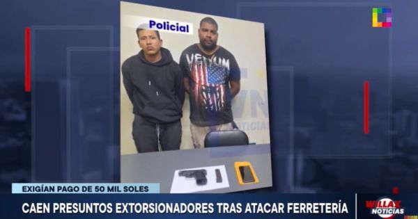 Ventanilla: caen presuntos extorsionadores tras atacar una ferretería