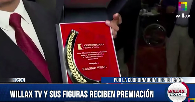 Willax Televisión y sus figuras reciben premiación