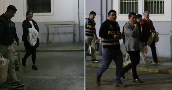 Sada Goray y Mauricio Fernandini llegan a la Prefectura de Lima donde cumplirán 10 días de detención preliminar