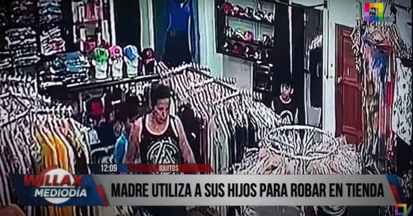 Portada: Mujer utiliza a sus hijos para robar en tienda de Iquitos: fingían comprar camiseta de la 'U'