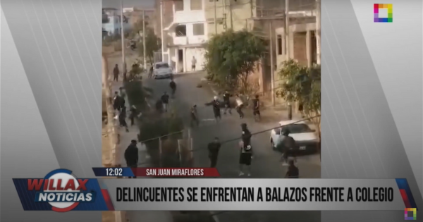 SJM: barristas se enfrentan a balazos frente a colegio