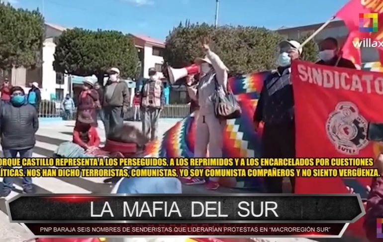 PNP baraja seis nombres de senderistas que liderarían protestas en "Macroregión Sur"