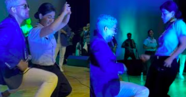 Oficial de la FAP baila salsa en celebración por 'Día de la Madre' pero es cuestionada por hacerlo con uniforme