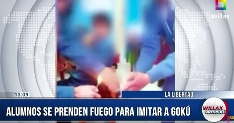 Alumnos se prenden fuego para imitar a Gokú en La Libertad