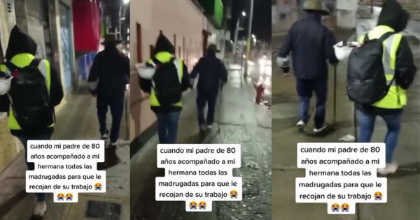 Padre de 80 años acompaña de madrugada a su hija al paradero: "Quisiera un papá así"