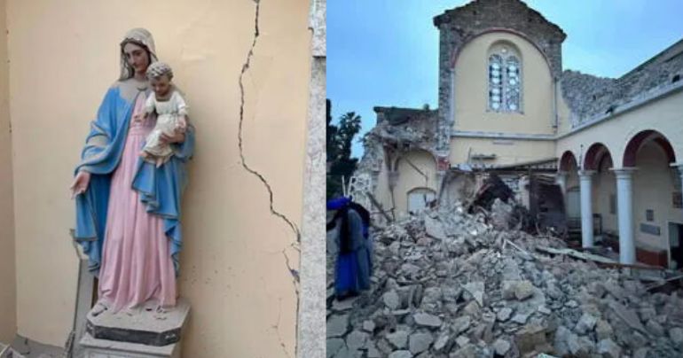 Portada: Terremoto en Turquía: imagen de la Virgen María resistió derrumbe de catedral