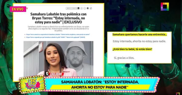 Samahara revela que está internada tras lanzar ropa de Bryan Torres a la calle: "No estoy para nadie"