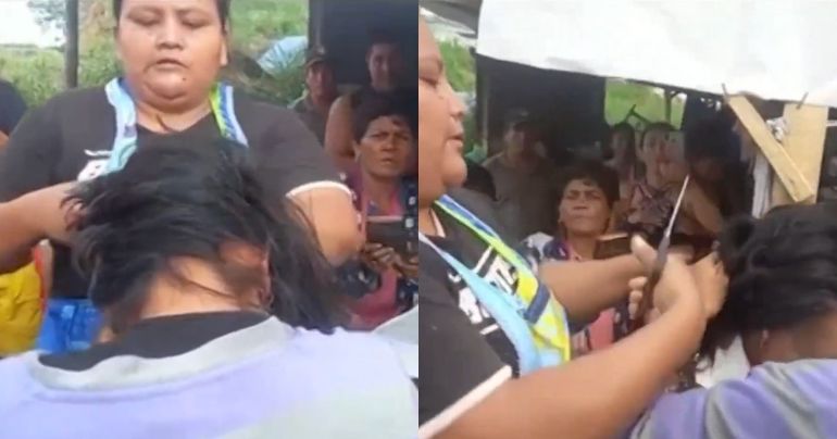 Iquitos: le cortan el cabello a mujer que intentó estafar con S/100 falsos a vendedora de pollo