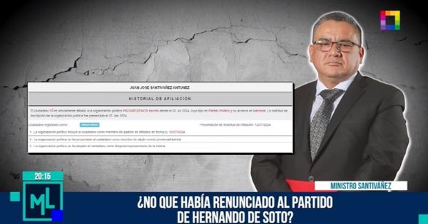 Portada: Juan José Santiváñez: ministro del Interior continúa como afiliado en 'Progresemos', partido de Hernando de Soto